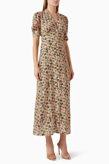 Roxana Maxi Dress in Silk Crepe De Chine