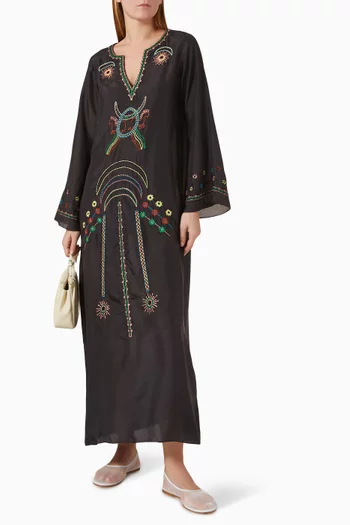 India Kaftan in Habotai Silk