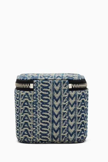 THE MINI VANITY BAG IN WASHED DENIM WITH CHAIN STRAP AND SILVER HARDWARE LOGO:Light/Pastel Blue:One Size|218527637