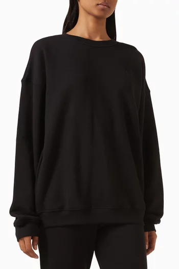 سويت شيرت بقصة فضفاضة وفتحة رقبة مستديرة فرنش تيري