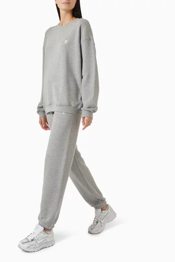 سويت شيرت بقصة فضفاضة وفتحة رقبة مستديرة فرنش تيري