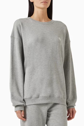 سويت شيرت بقصة فضفاضة وفتحة رقبة مستديرة فرنش تيري