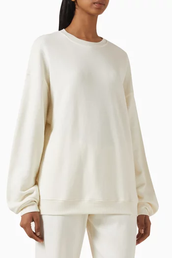 سويت شيرت بقصة فضفاضة وفتحة رقبة مستديرة فرنش تيري