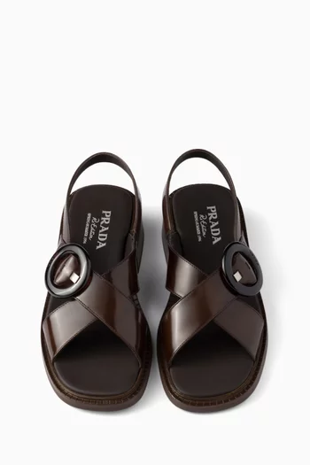 Criss-cross Sandals in Brushed Leather
