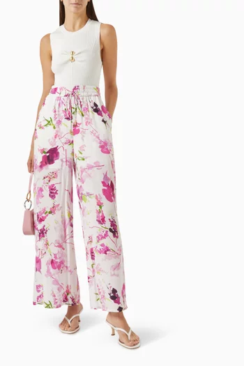 Atomic Floral-print Pants in Silk