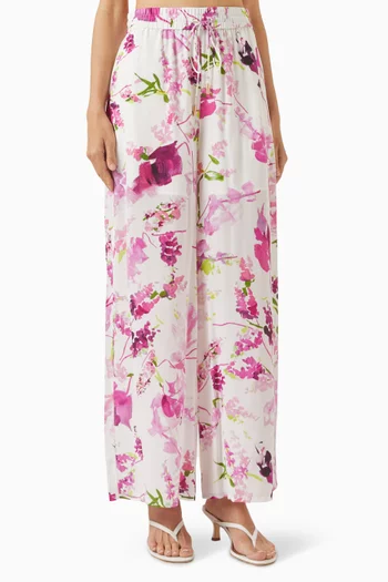 Atomic Floral-print Pants in Silk