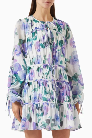 Clover Tie-up Mini Dress in Cotton