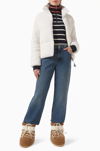 جاكيت مورناس قصير مبطّن بالزغب