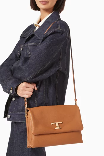 Medium T Timeless Flap Bag in Leather