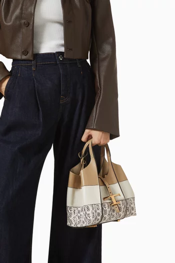 Mini T Timeless Shopping Bag in Snake-print Leather