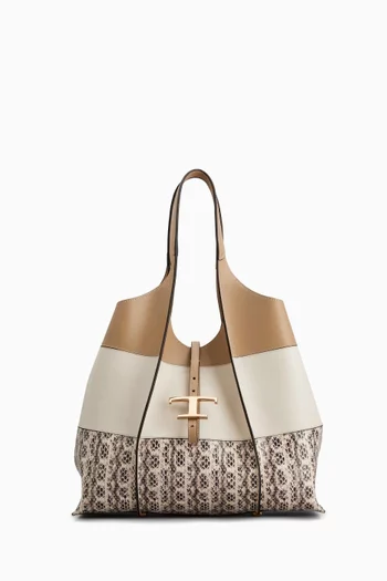 Mini T Timeless Shopping Bag in Snake-print Leather