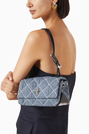 The Quilted Mini Dual Bag in Denim