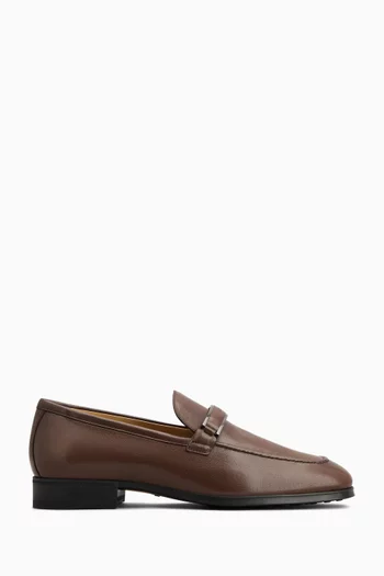 Metal Bar Loafers in Leather