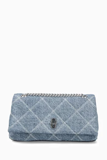 THE DUAL CHAIN WALLET IN WASHED DENIM WITH SILVER HARDWARE LOGO AND CHAIN STRAP:Light/Pastel Blue:One Size|218531180
