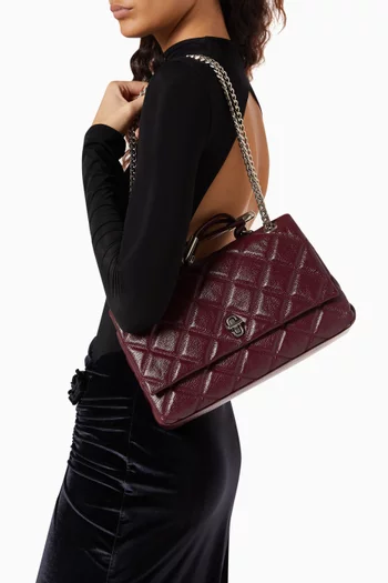 The Medium Quilted Dual Shoulder Bag in Leather