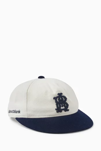 Contrast Monogram Cap in Wool-blend