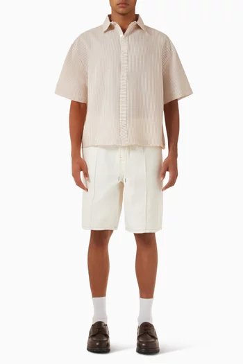 Drawcord Wide-leg Shorts in Denim