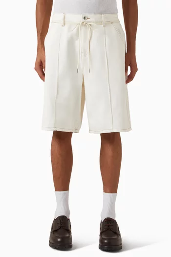 Drawcord Wide-leg Shorts in Denim