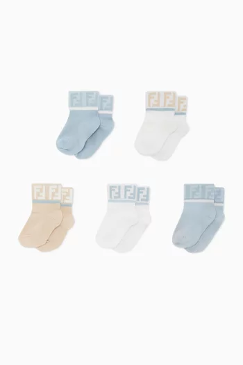 FF Logo Socks in Cotton, Set of 5