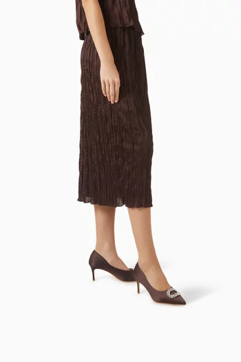 حذاء كلاسيك نوفي ببروش مرصع بالكريستال وكعب 70 مم ستان