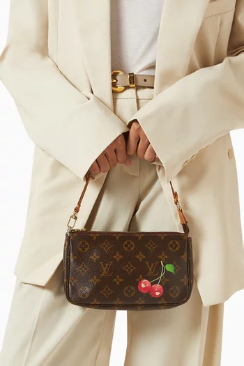 2000s x Takashi Murakami Cherry Pochette Accessoires in Monogram Coated Canvas & Vachetta Leather