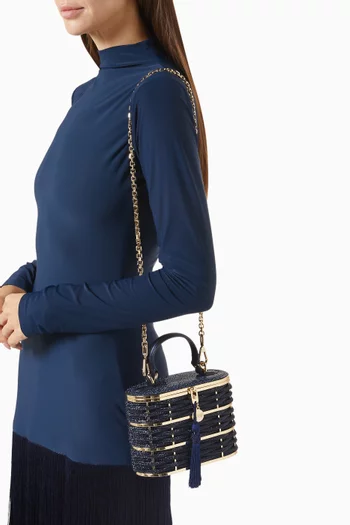 Willow Crystal Woven Top-handle Handbag