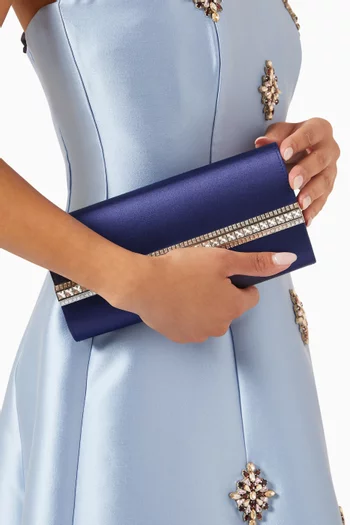 Perry Crystal-embellished Clutch in Satin