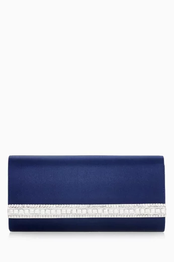 Perry Crystal-embellished Clutch in Satin
