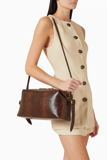 Brioche Pouch in Snake-embossed Cowhide Leather