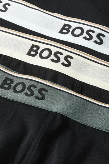 طقم بوكسر بشعار الماركة قطن مطاطي، 3 قطع