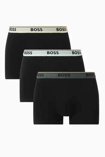 طقم بوكسر بشعار الماركة قطن مطاطي، 3 قطع