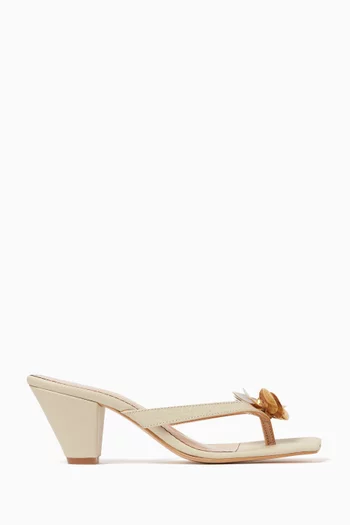 Fleur 55 Thong Mules in Leather