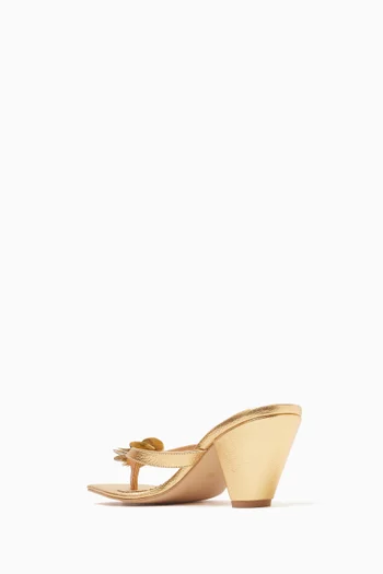 Fleur 55 Thong Mules in Metallic Leather
