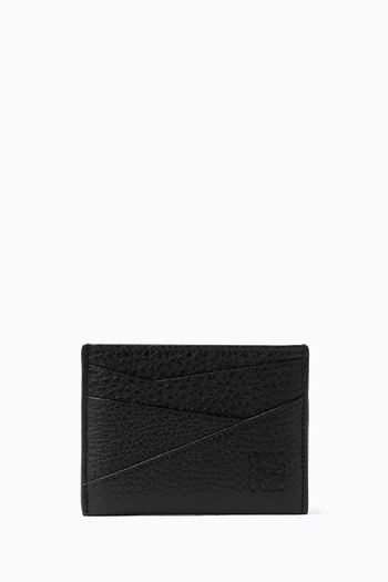 Puzzle Edge Card Holder in Pebbled Calfskin