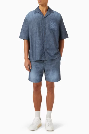 Drawstring-waist Shorts in Chambray