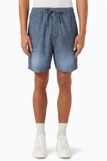 Drawstring-waist Shorts in Chambray