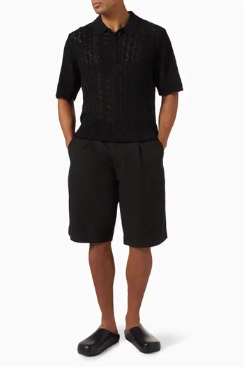 Crochet Polo Shirt in Organic Cotton-knit