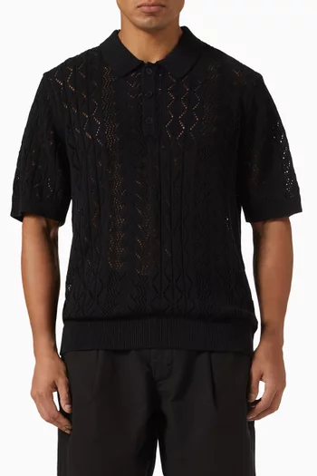 Crochet Polo Shirt in Organic Cotton-knit
