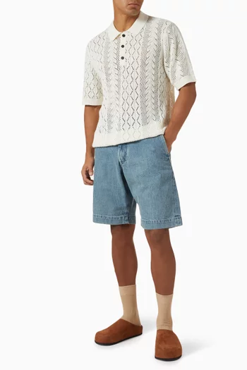 Crochet Polo Shirt in Organic Cotton-knit