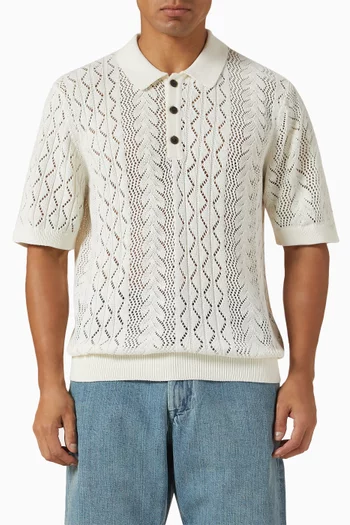 Crochet Polo Shirt in Organic Cotton-knit
