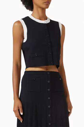 كارديغان اوشن قصير بلونين قماش منسوج