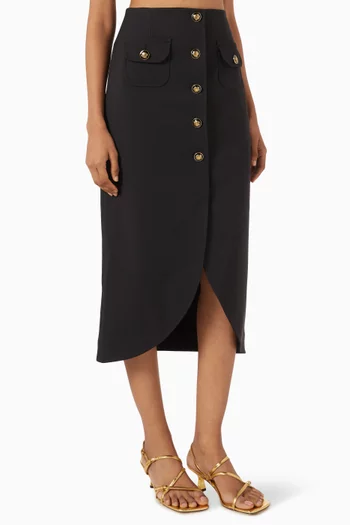 تنورة متوسطة الطول بأزرار