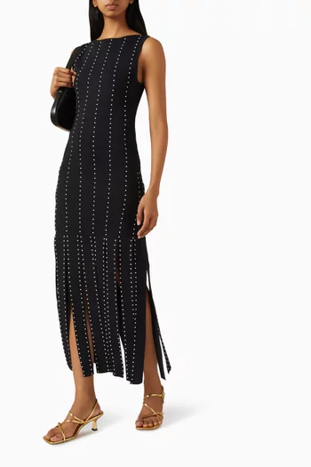 Fringed Knit Dress in Viscose Blend