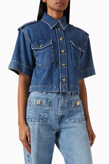 Athena Crop Shirt in Denim