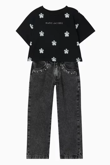 Crystal-embellished Jeans in Denim