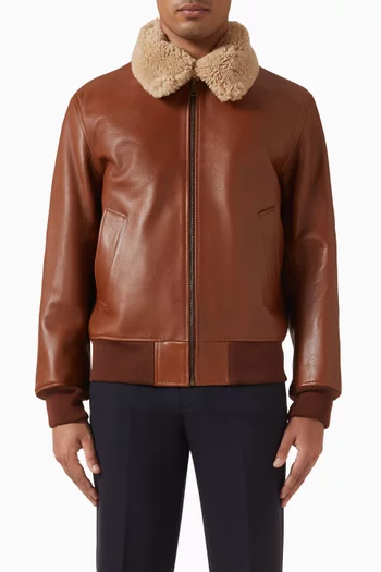 Aviator Fur Collar Jacket in Leather