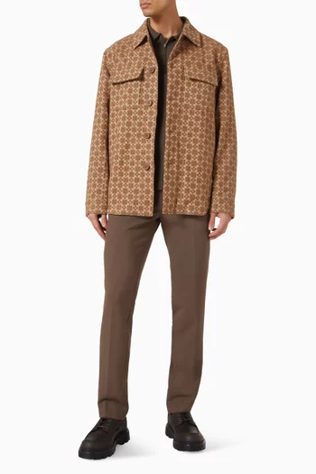 قميص بنمط جاكيت بنقشة علامات زائد مزيج صوف