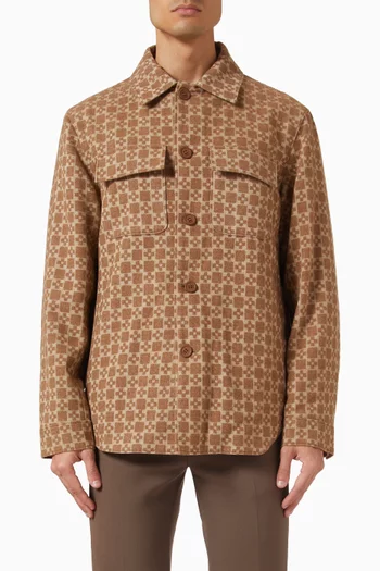 قميص بنمط جاكيت بنقشة علامات زائد مزيج صوف