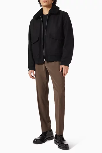 Aviator Shearling Jacket in Wool-blend