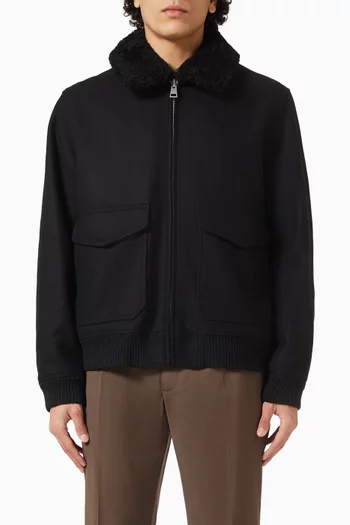 Aviator Shearling Jacket in Wool-blend